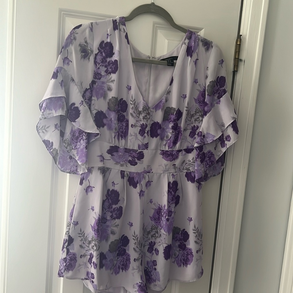Purple floral romper
